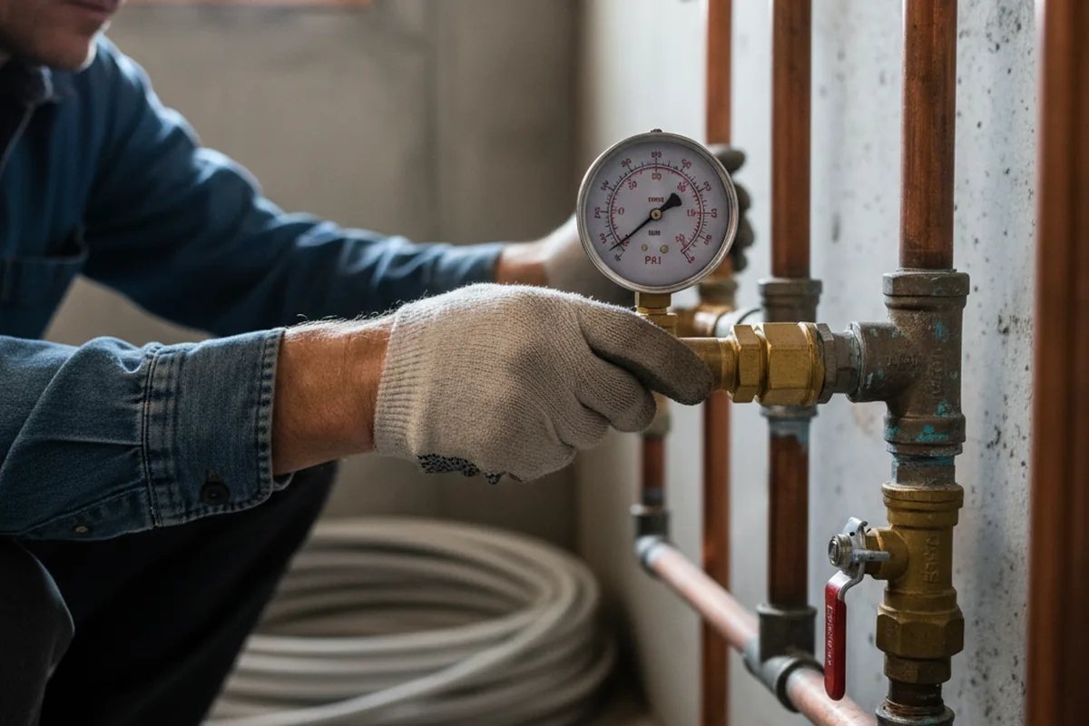 Pressure testing a repaired line during Water Line Repair in Lykens